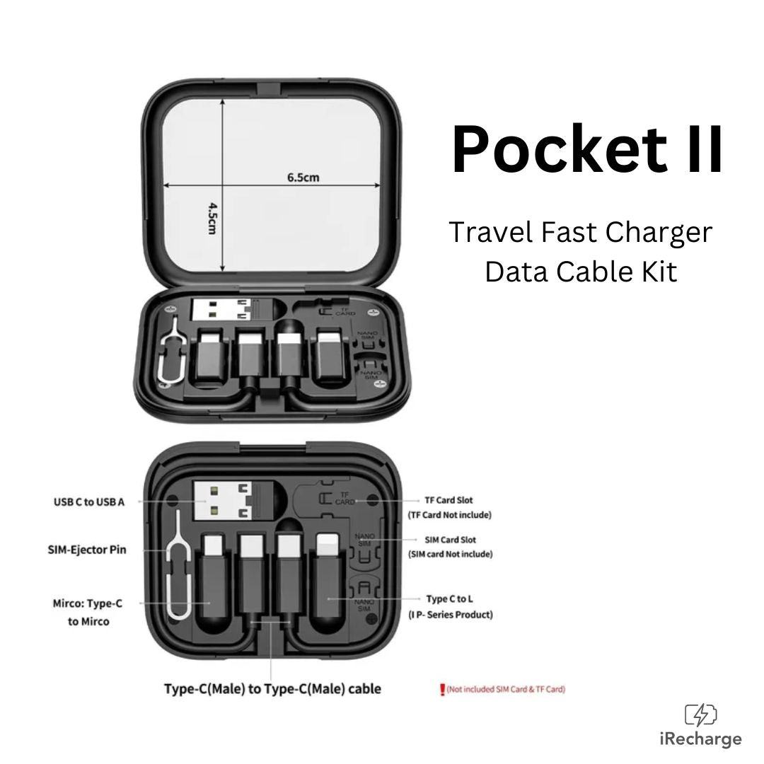 Pocket II - Travel Fast Charger Data Cable Kit with Mirror