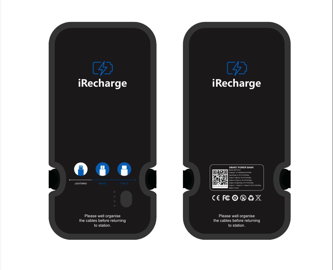 iRecharge - Powerbank with 3 in 1 cable